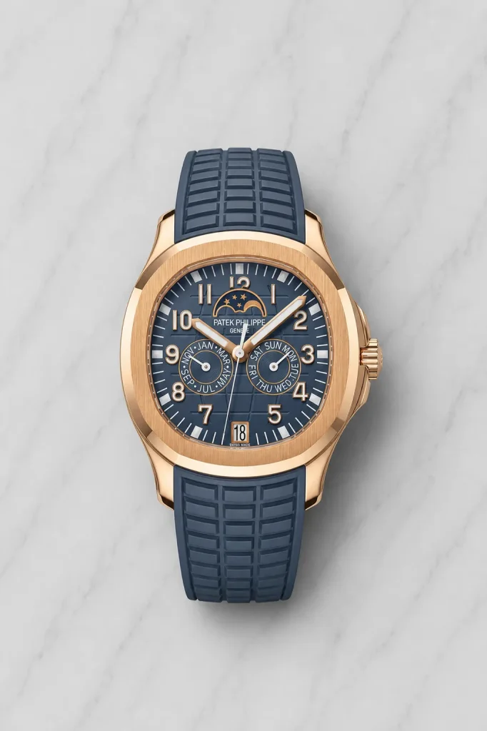 Aquanaut Annual Calendar Moon Phases Rose Gold Blue Dial (40mm) - 5261R